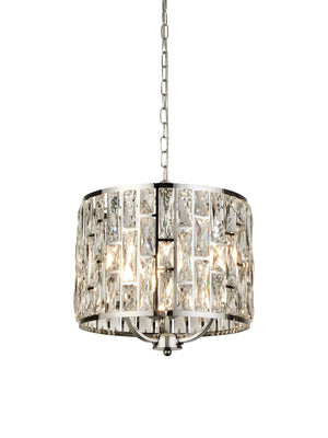 Bijou  3Lt Pendant - Chrome Metal & Crystal Glass