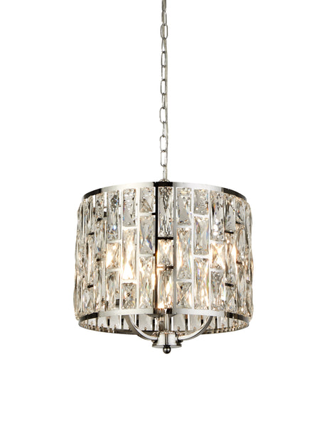 Bijou  3Lt Pendant - Chrome Metal & Crystal Glass