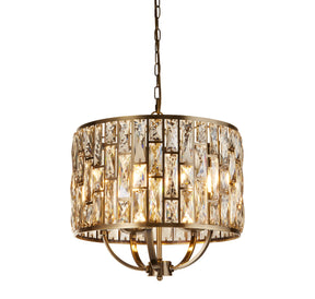 Bijou 5Lt Pendant - Antique Brass Metal & Champagne Glass