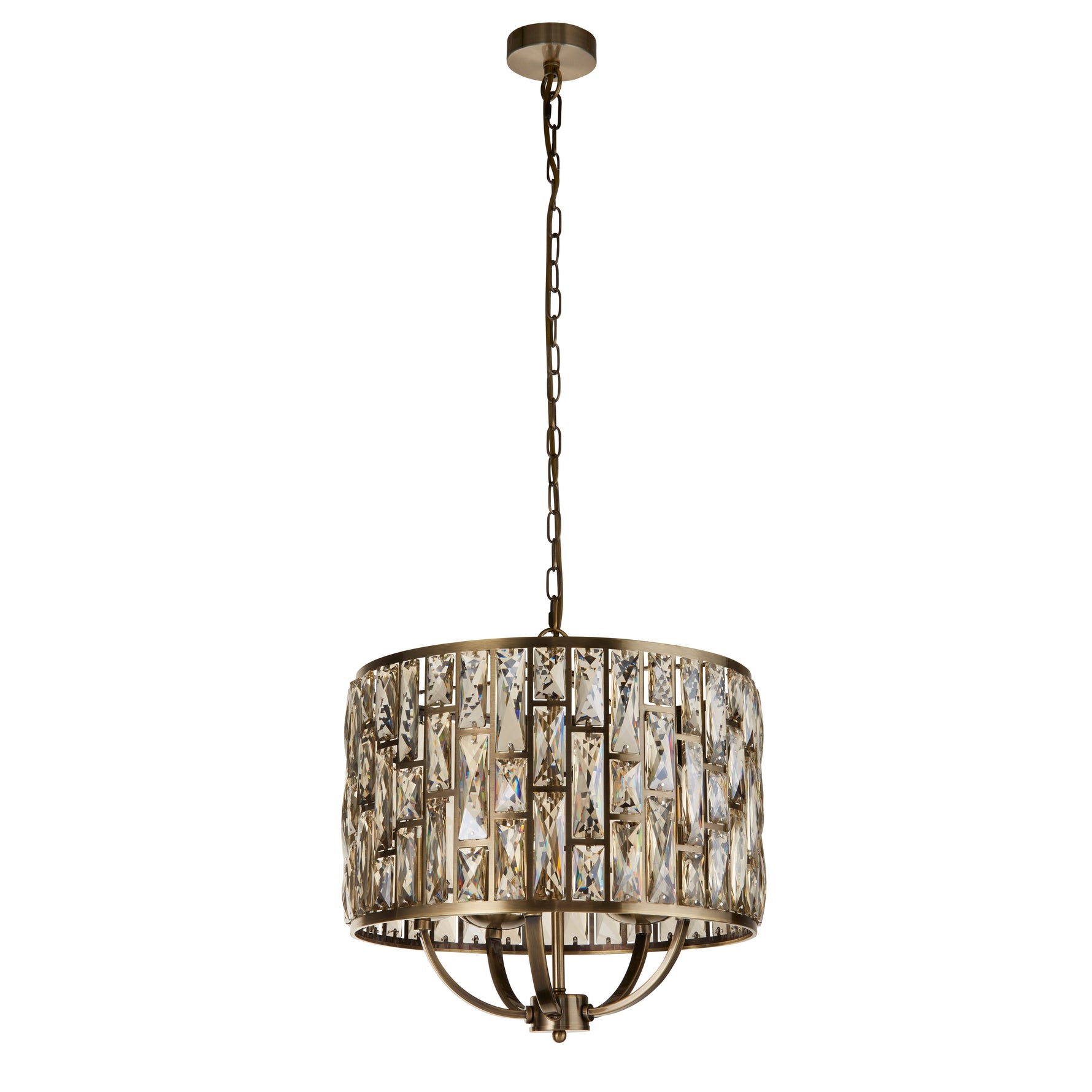 Searchlight Electric Bijou 5Lt Pendant - Antique Brass Metal & Champagne Glass 6585-5AB