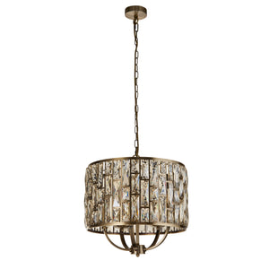 Searchlight Electric Bijou 5Lt Pendant - Antique Brass Metal & Champagne Glass 6585-5AB