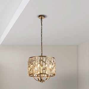 Searchlight Electric Bijou 5Lt Pendant - Antique Brass Metal & Champagne Glass 6585-5AB