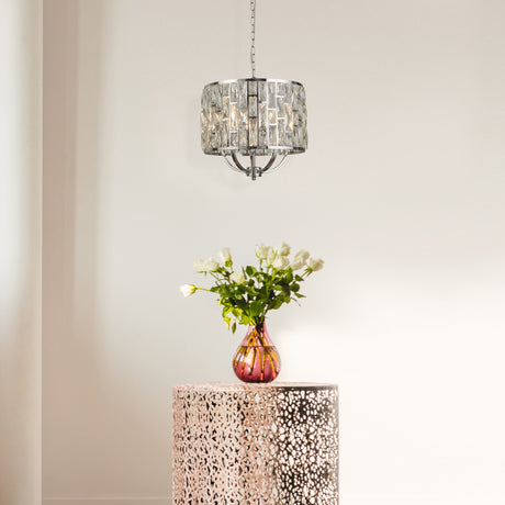 Searchlight Electric Bijou  5Lt Pendant - Chrome Metal & Crystal Glass 6585-5CC