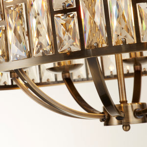 Searchlight Electric Bijou 8Lt Pendant - Antique Brass Metal & Champagne Glass 6588-8AB