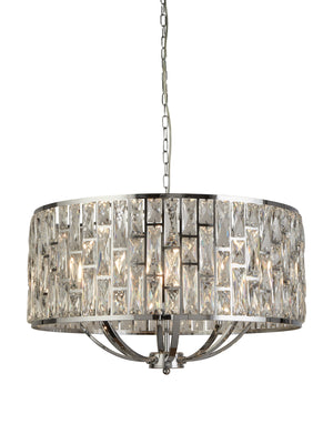 Bijou  8Lt Pendant - Chrome Metal & Crystal Glass