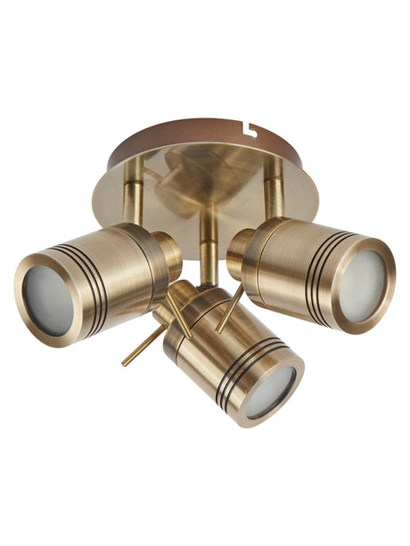 Searchlight Electric Samson 3Lt Round Spotlight  - Antique Brass Metal 6603AB