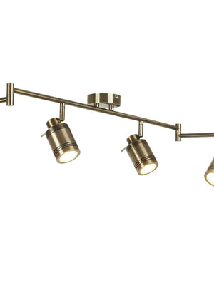 Searchlight Electric Samson 6Lt Split Bar Spotlight - Antique Brass Metal 6606AB