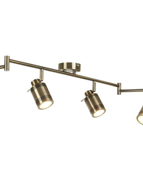 Searchlight Electric Samson 6Lt Split Bar Spotlight - Antique Brass Metal 6606AB