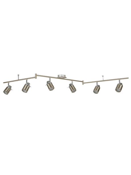 Searchlight Electric Samson 6Lt Split Bar Spotlight - Satin Silver Metal 6606SS