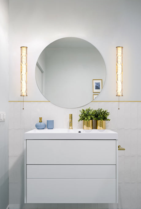 Searchlight Electric Vibrate LED Wall Light, Matt Gold with Glass 66311-1GO