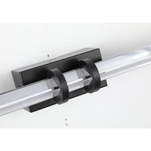 Searchlight Electric Parma LED Wall Light, Matt Black Metal & Clear Glass 66412BK