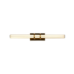Parma LED Wall Light, Satin Brass Metal & Clear Glass