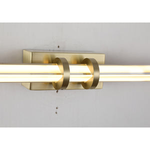 Searchlight Electric Parma LED Wall Light, Satin Brass Metal & Clear Glass 66412SB