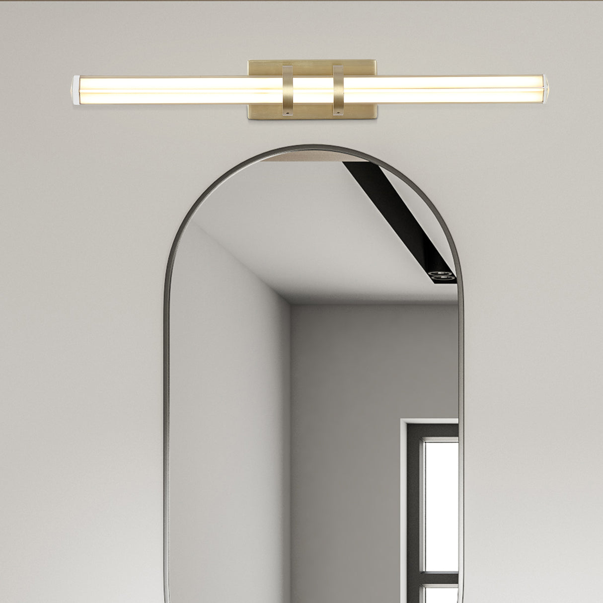 Searchlight Electric Parma LED Wall Light, Satin Brass Metal & Clear Glass 66412SB