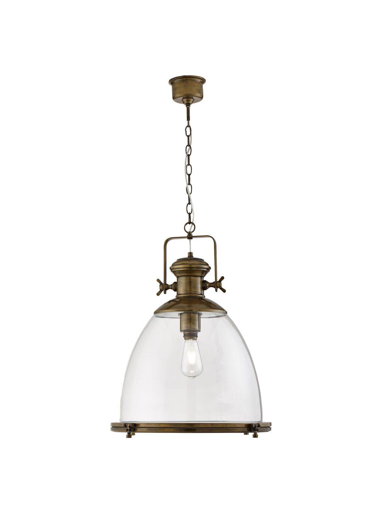 Industrial Pendant - Antique Brass & Clear Glass