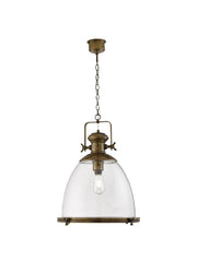 Industrial Pendant - Antique Brass & Clear Glass