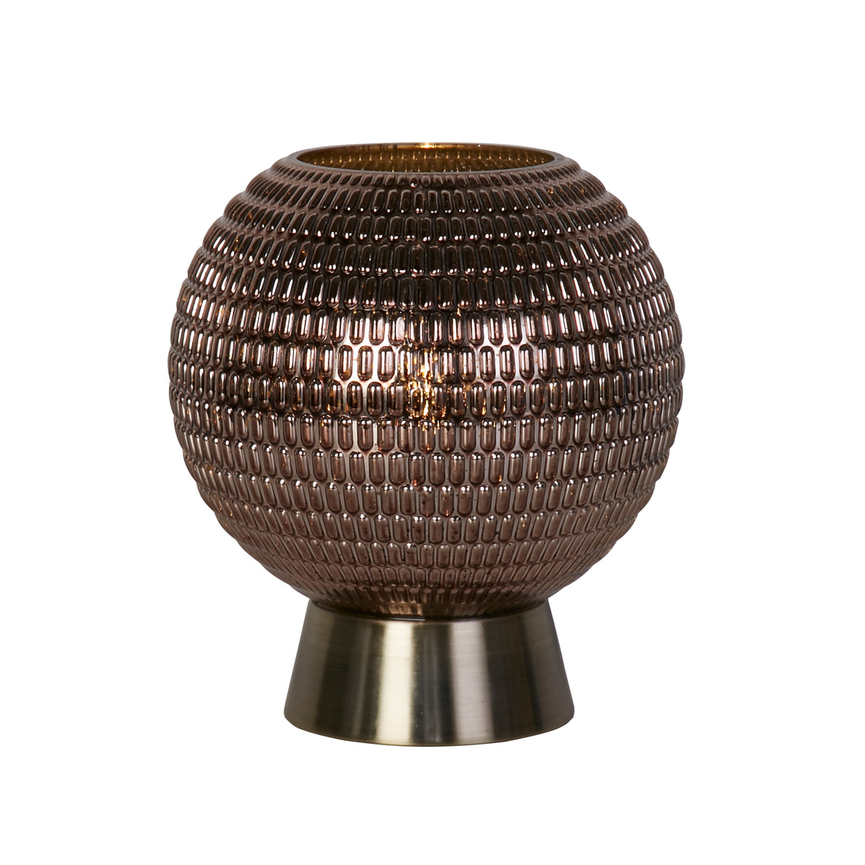 Mila Table Lamp - Antique Brass Metal & Brown Glass