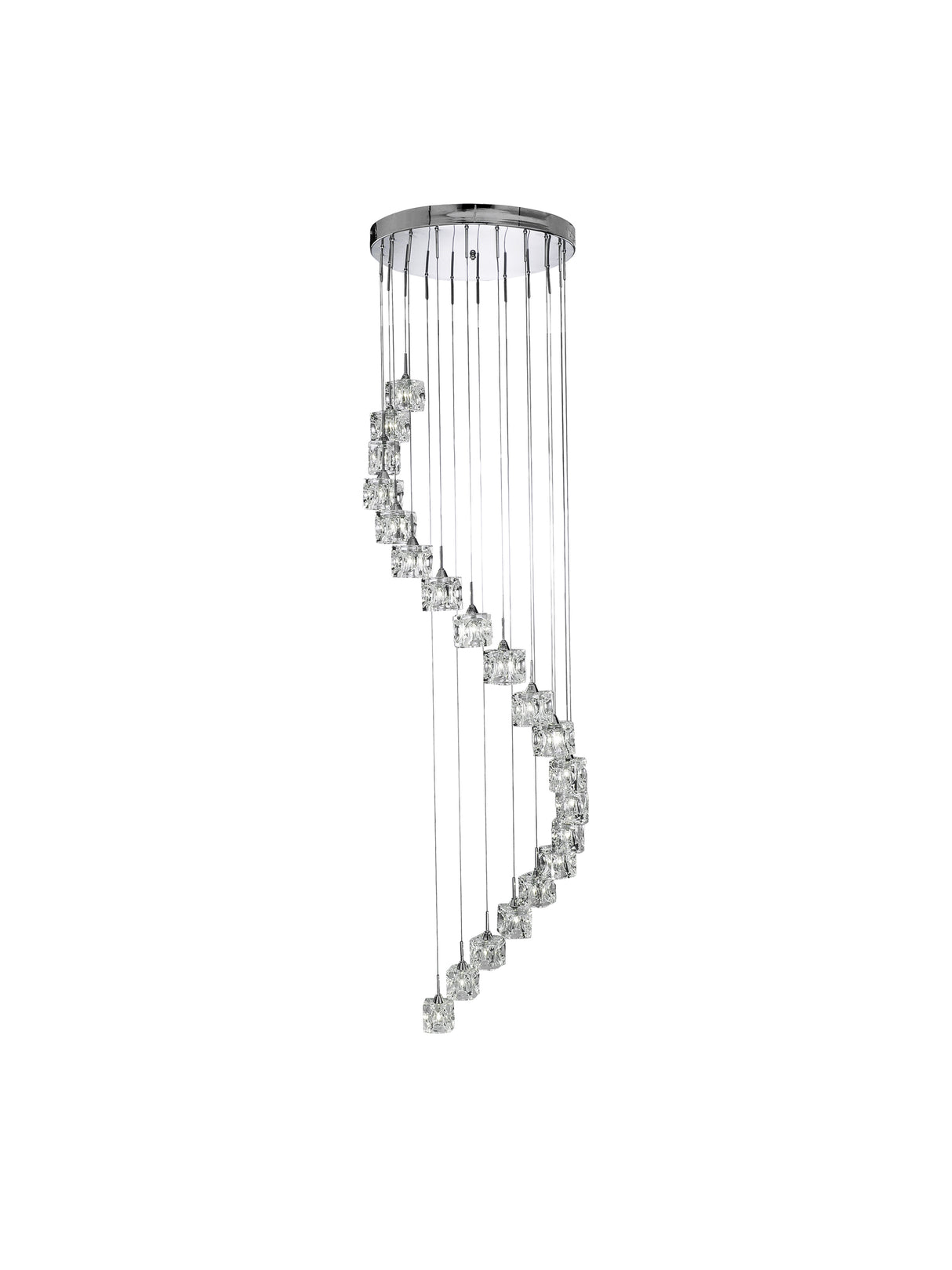 Searchlight Electric Ice Cube 20Lt Multi-Drop Pendant  - Chrome Metal & Glass 6720-20-LED