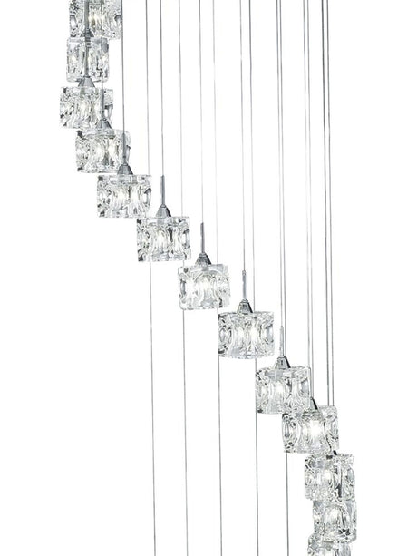 Searchlight Electric Ice Cube 20Lt Multi-Drop Pendant  - Chrome Metal & Glass 6720-20-LED