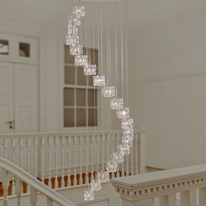 Searchlight Electric Ice Cube 20Lt Multi-Drop Pendant  - Chrome Metal & Glass 6720-20-LED