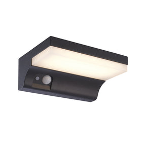 Solar Outdoor Wall Light - Black Metal & White Polycarbonate