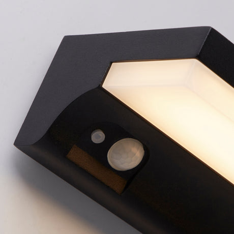 Searchlight Electric Solar Outdoor Wall Light - Black Metal & White Polycarbonate 67417BK