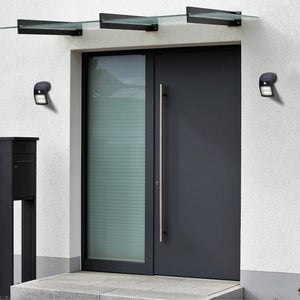 Searchlight Electric Solar Outdoor Wall Light - Black Metal & White Polycarbonate 67420BK-PIR