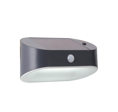 Solar Outdoor Wall Light - Black Metal & White Polycarbonate