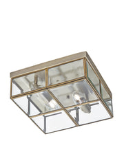 Pisa 2Lt Flush - Antique Brass Metal & Clear Bevelled Glass