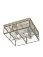 Pisa 2Lt Flush - Antique Brass Metal & Clear Bevelled Glass