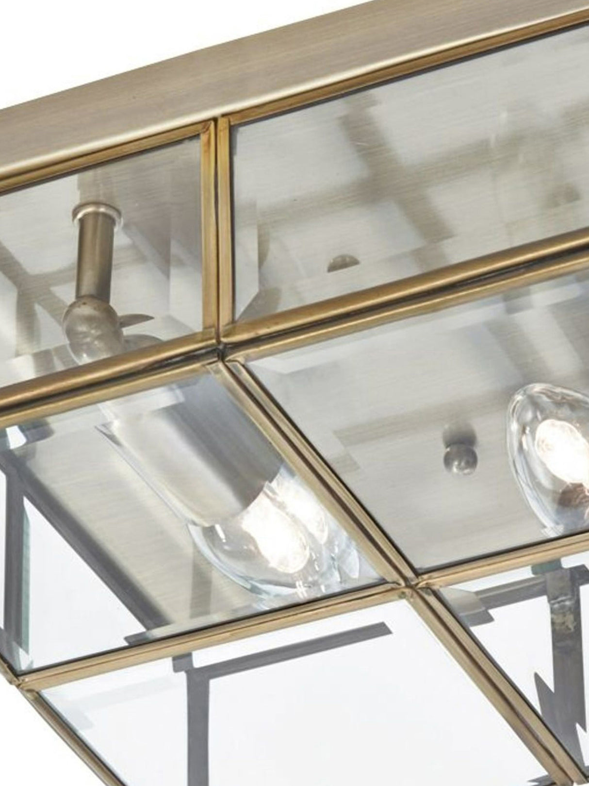 Searchlight Electric Pisa 2Lt Flush - Antique Brass Metal & Clear Bevelled Glass 6769-26AB