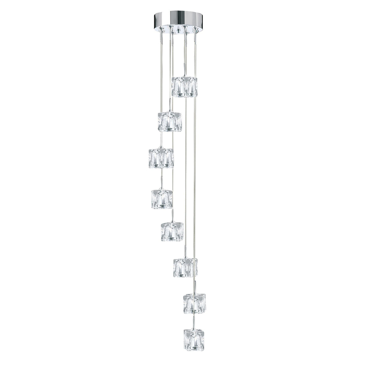 Ice Cube 8Lt Multi-Drop Pendant  - Chrome Metal & Glass