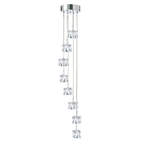 Ice Cube 8Lt Multi-Drop Pendant  - Chrome Metal & Glass