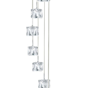 Searchlight Electric Ice Cube 8Lt Multi-Drop Pendant  - Chrome Metal & Glass 6778-8-LED