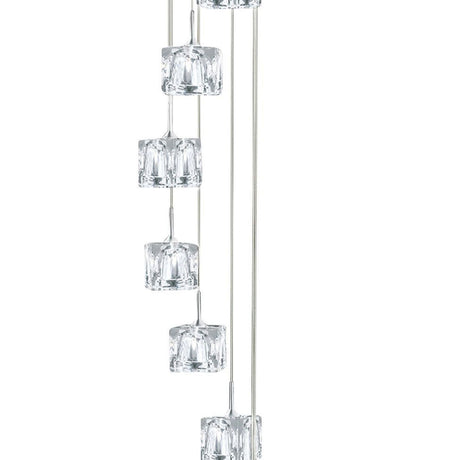 Searchlight Electric Ice Cube 8Lt Multi-Drop Pendant  - Chrome Metal & Glass 6778-8-LED
