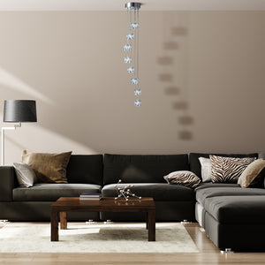Searchlight Electric Ice Cube 8Lt Multi-Drop Pendant  - Chrome Metal & Glass 6778-8-LED