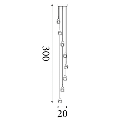 Searchlight Electric Ice Cube 8Lt Multi-Drop Pendant  - Chrome Metal & Glass 6778-8-LED