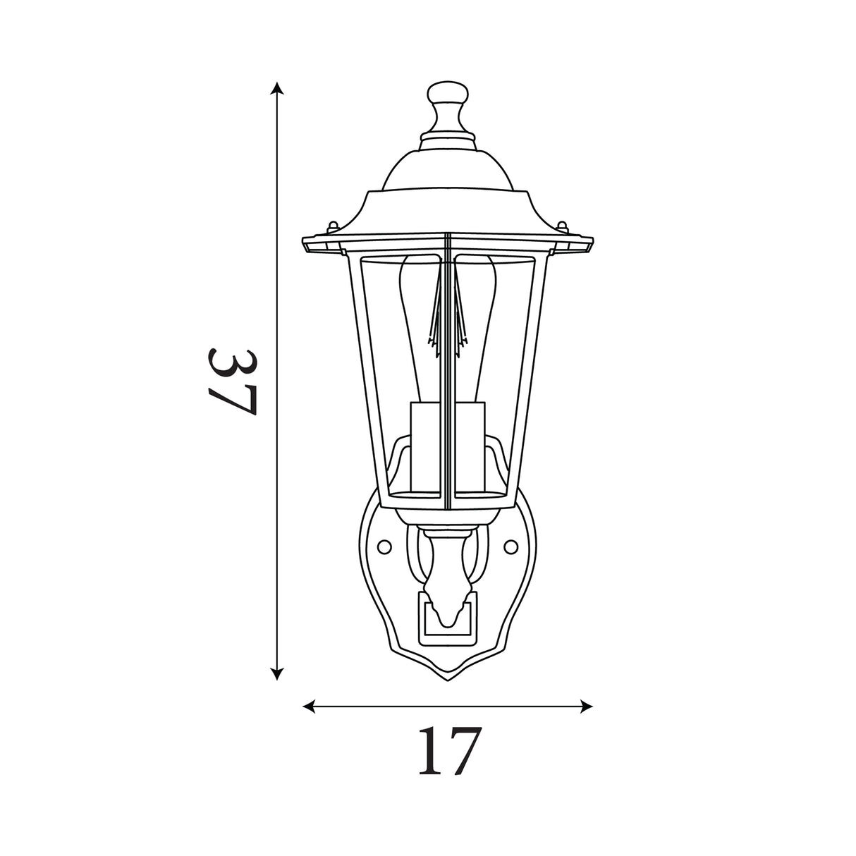 Searchlight Electric Alex Outdoor Wall Light - Black Metal & Glass 68001BK