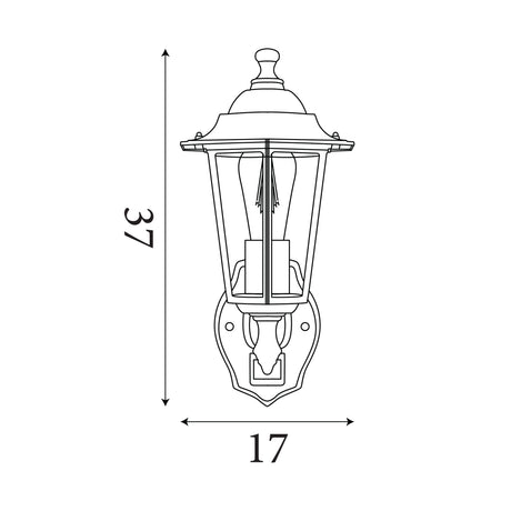 Searchlight Electric Alex Outdoor Wall Light - Black Metal & Glass 68001BK