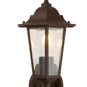 Searchlight Electric Alex Outdoor Wall Light - Rust Brown Metal & Glass 68001RUS