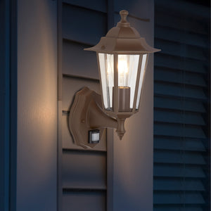 Searchlight Electric Alex Outdoor Wall Light - Rust Brown Metal & Glass 68001RUS