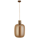 Searchlight Electric Barrel Pendant - Satin Brass & Amber Glass 68361AM
