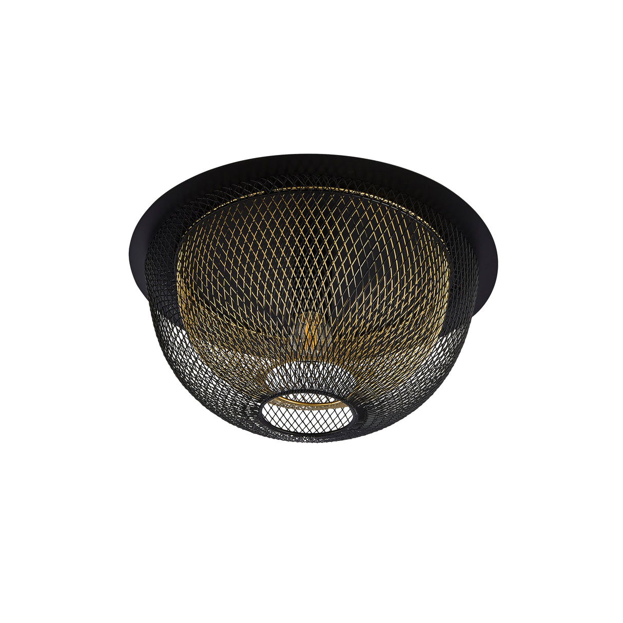 Searchlight Electric Honeycomb Flush - Black Metal & Gold Mesh 6840BGO