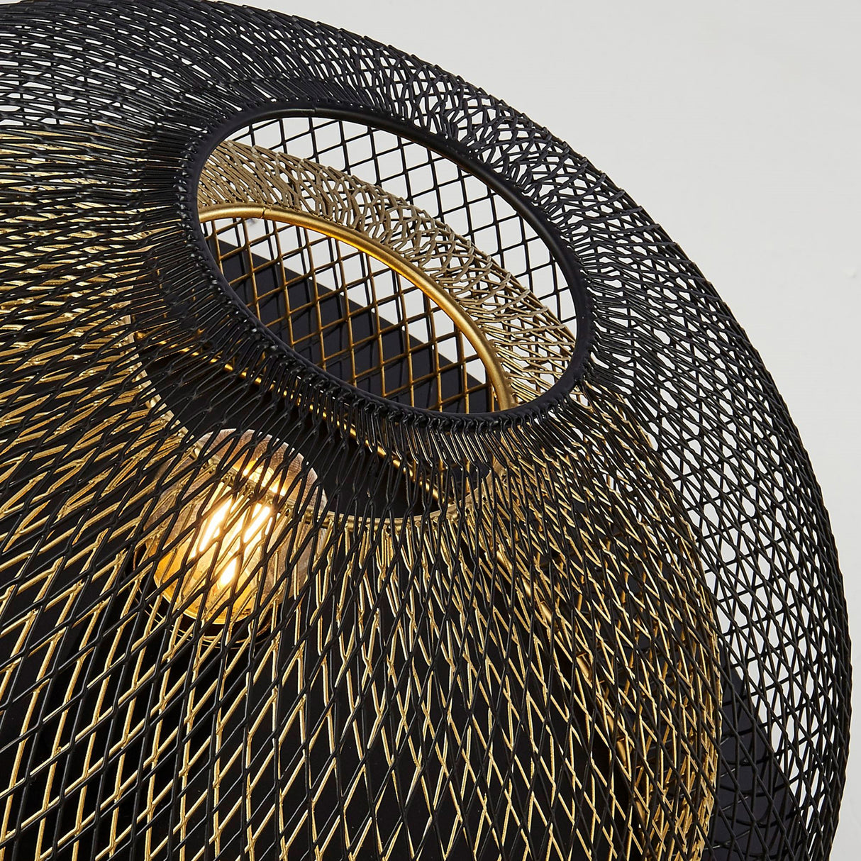 Searchlight Electric Honeycomb Flush - Black Metal & Gold Mesh 6840BGO