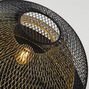 Searchlight Electric Honeycomb Flush - Black Metal & Gold Mesh 6840BGO