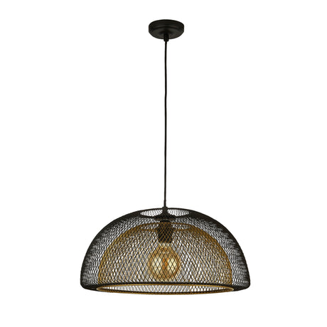 Searchlight Electric Honeycomb Pendant - Black Metal & Gold Mesh 6841BGO