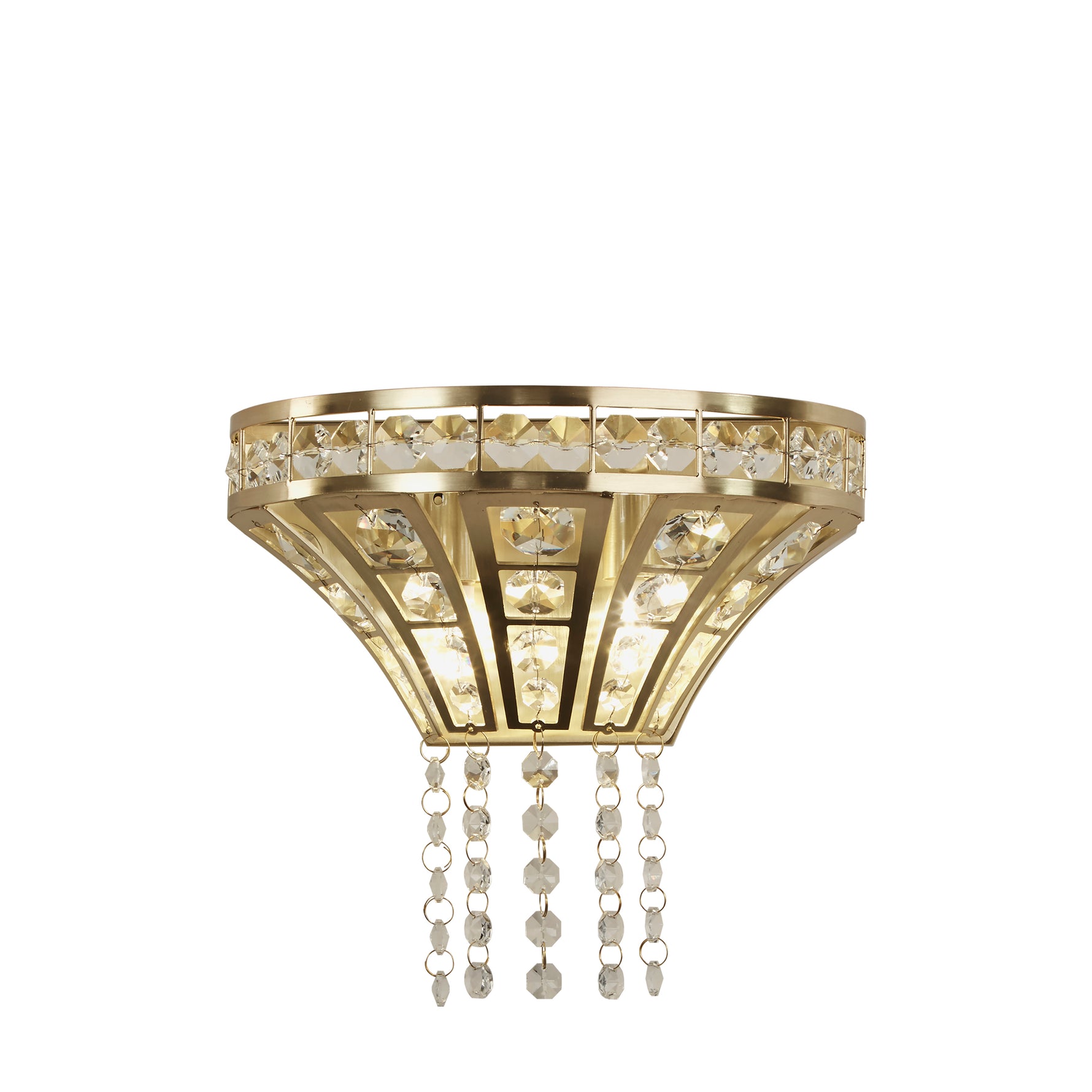 Gemma 2Lt Wall Light - Satin Brass & Clear Crystal
