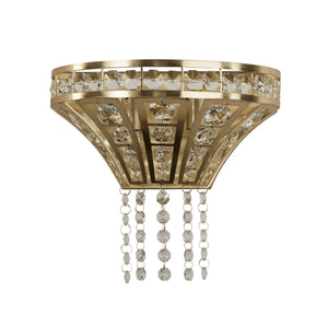 Searchlight Electric Gemma 2Lt Wall Light - Satin Brass & Clear Crystal 68510-2SB