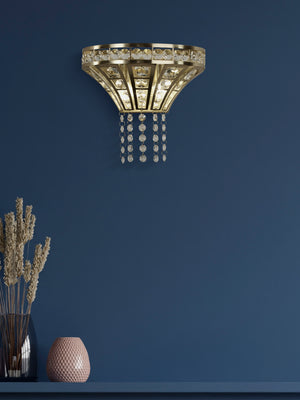 Searchlight Electric Gemma 2Lt Wall Light - Satin Brass & Clear Crystal 68510-2SB