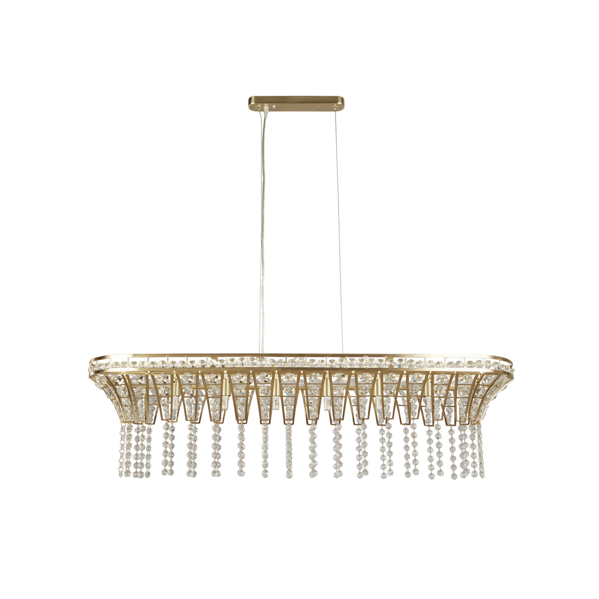Searchlight Electric Gemma 8Lt Bar Pendant - Satin Brass & Clear Crystal 68510-8SB